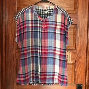 Ruffhewn sleeve pkaidbutton shirt